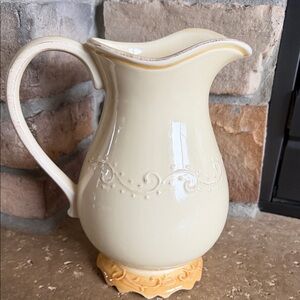 Pier 1 Gemma Baroque Cream and Gold Ornate Pitcher handcrafted in Italy 11 inch